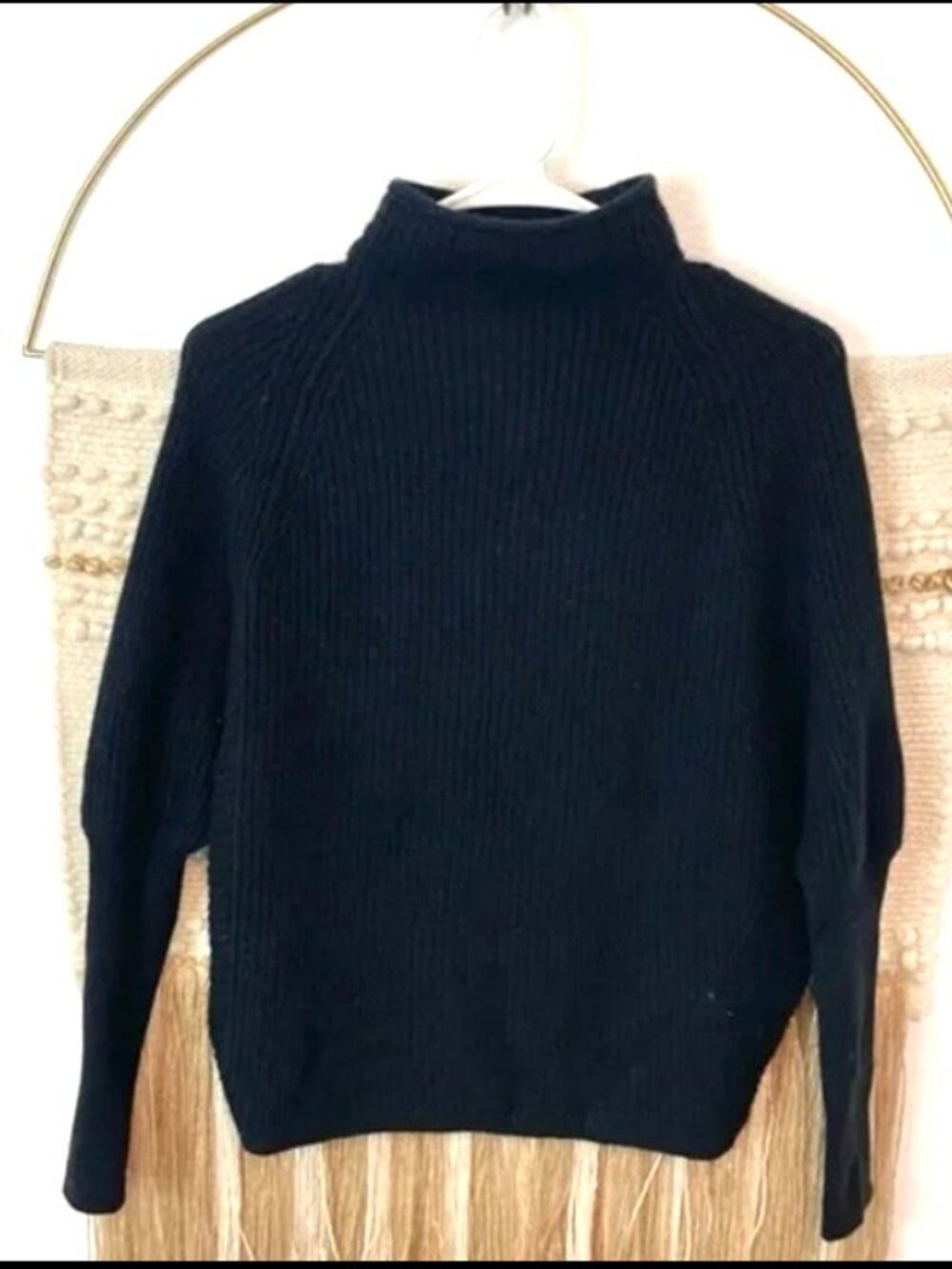 Club Monaco Black 100% Cashmere Emma Batwing Mock Neck Sweater XXS